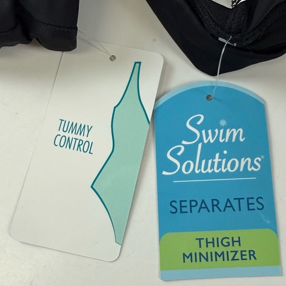 Swim Solutions Boyshorts Womens 24W Black Thigh Minimizer Swim Bottom - Picture 4 of 10